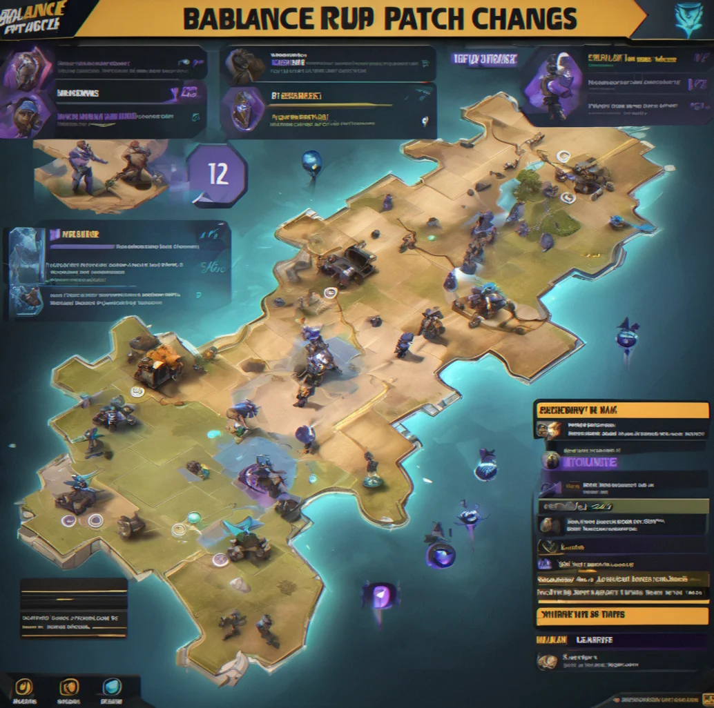 Balance patch notes document displaying unit stat changes, win rate percentages, and design reasoning